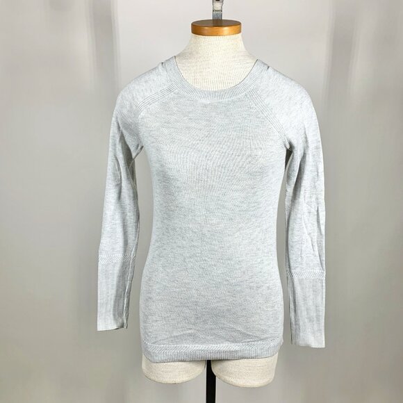 LULULEMON heathered Silver Ice gray cashmere Unity Drop Back sweater 6 - Picture 1 of 6